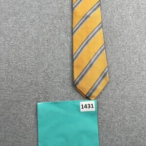 ISAIA Napoli Neck Tie Silk Made In Italy Gold Diagonal Striped Yellow